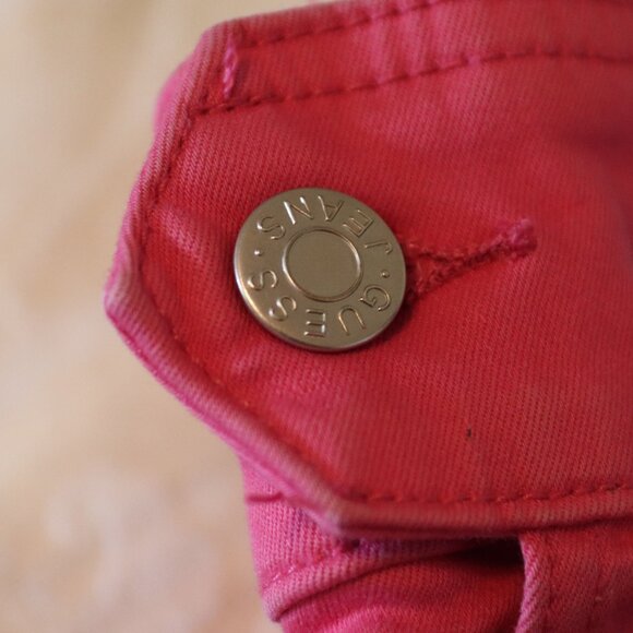 Guess Colorful Pink Denim Jacket Size XL Cotton/Spandex Blend - Picture 12 of 13